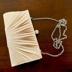 Charming Charlie Cream Pleated Clutch Wristlet